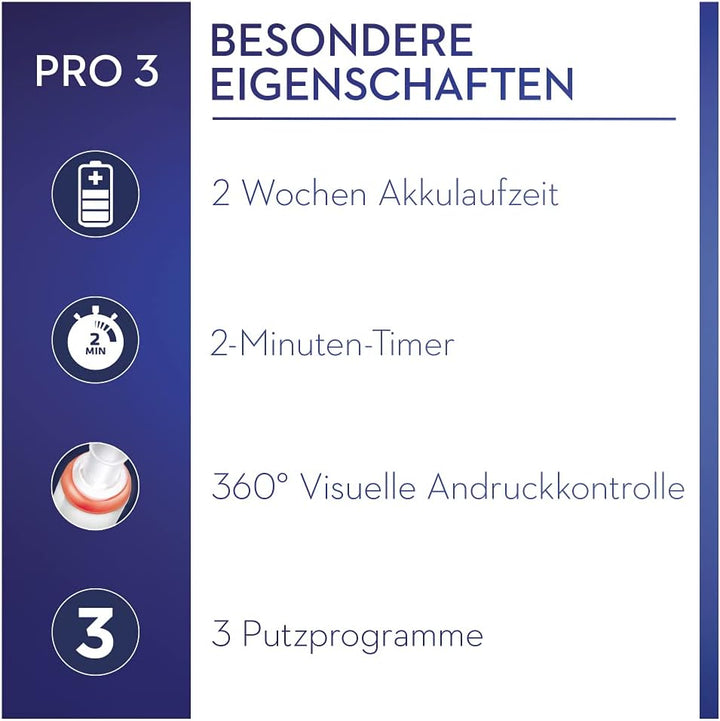 Oral-B Pro 3 3000 Sensitive Clean, Schwarz, 1 stück (1er Pack) Old Single, Old Single