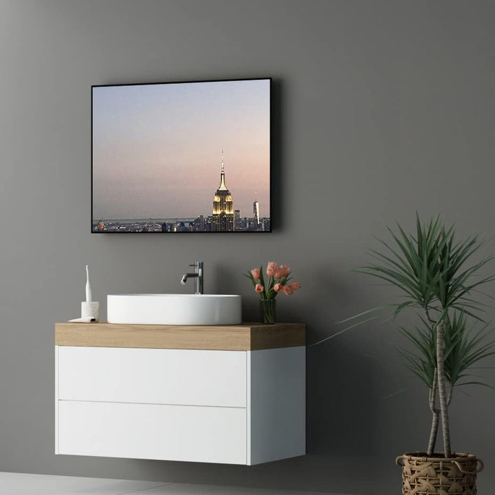 BD-Baode Spiegel 80x60 Schwarz Badspiegel Wandspiegel für Badezimmer Wohnzimmer Schwarz 60x80cm, Sch