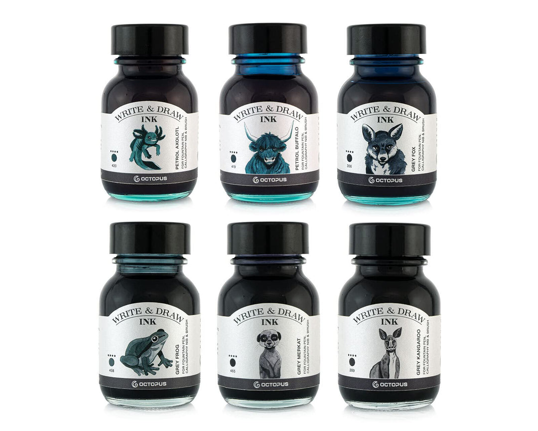 Octopus Write and Draw Ink Set MOUNTAIN, wasserfeste Tinte zum Schreiben und Zeichnen, Kalligraphiet