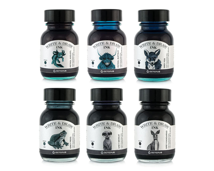 Octopus Write and Draw Ink Set MOUNTAIN, wasserfeste Tinte zum Schreiben und Zeichnen, Kalligraphiet