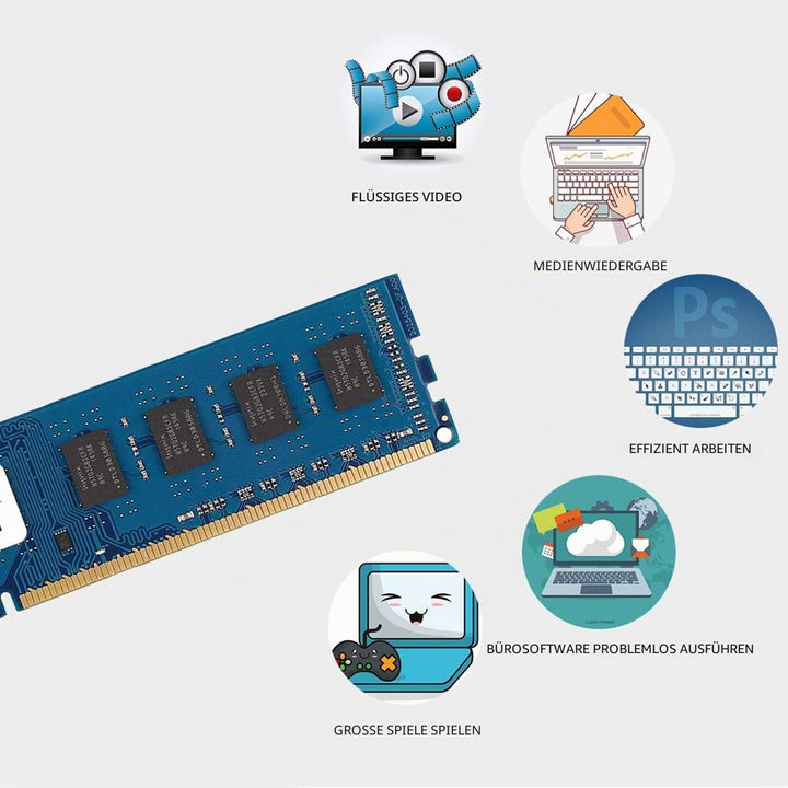 DDR3 1600 PC3-12800U 8GB Kit (2X4 GB) RAM 4GB 2Rx8 240-pin Dimm CL11 1,5V Desktop Arbeitsspeicher Mo