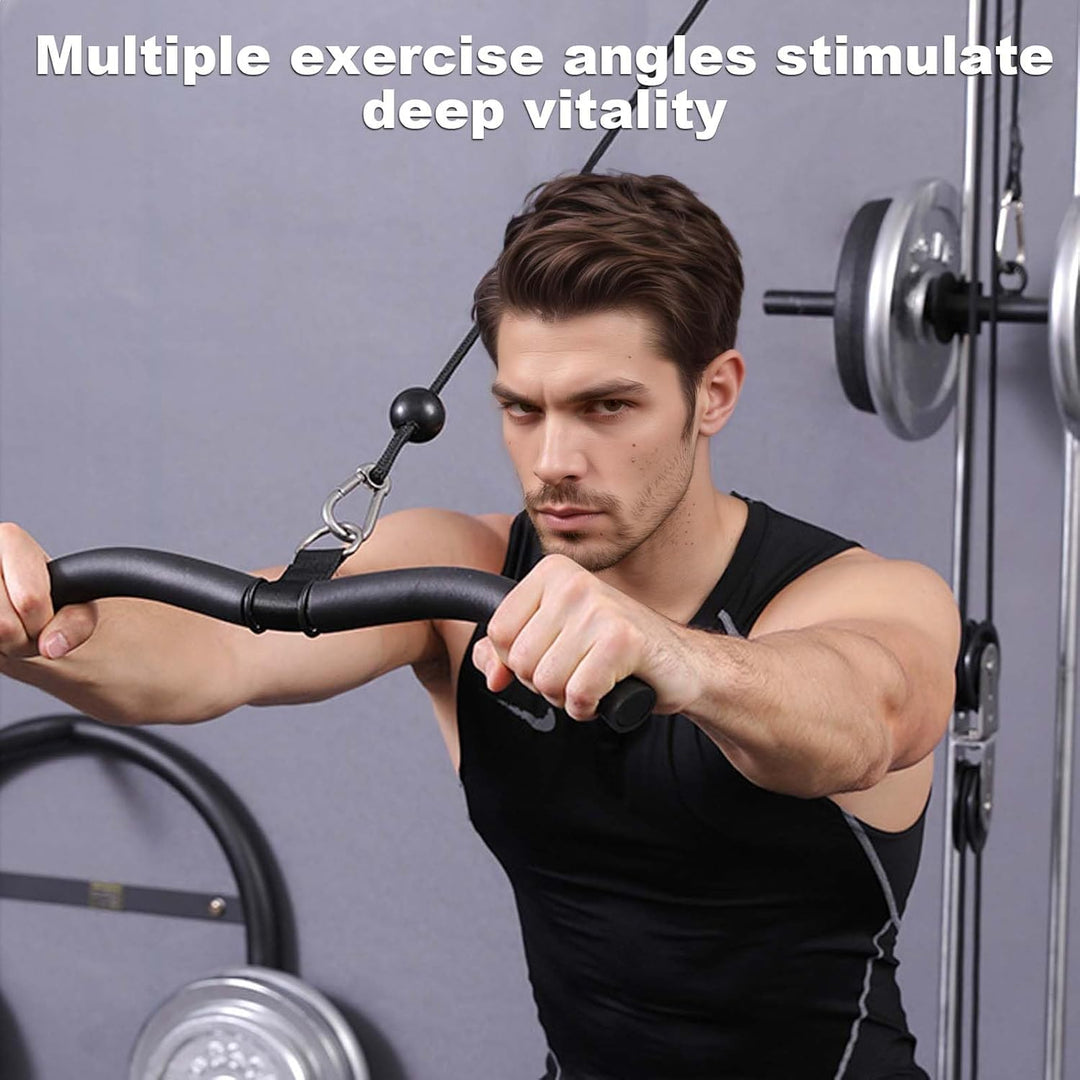 Latzug Griff, Bizeps Stange Trizeps Kabelzug, Latzugstange Kurz 48 cm Schwarz, Gym Zuhause Bodybuild