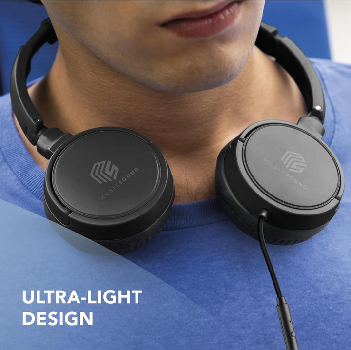 Music Sound | Bügelkopfhörer mit Kabel Over Ear Basic | On-Ear-Kopfhörer Faltbarer Kopfbügel mit 1,2