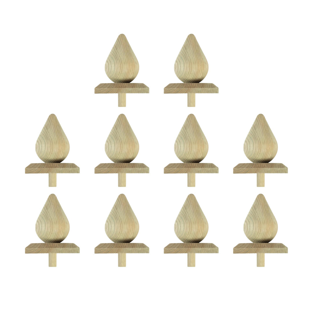 h2i Pfostenkappe Birne | Holz imprägniert | 100 x 100 mm | 10 Stück | Eckige Abdeckkappe für Garten