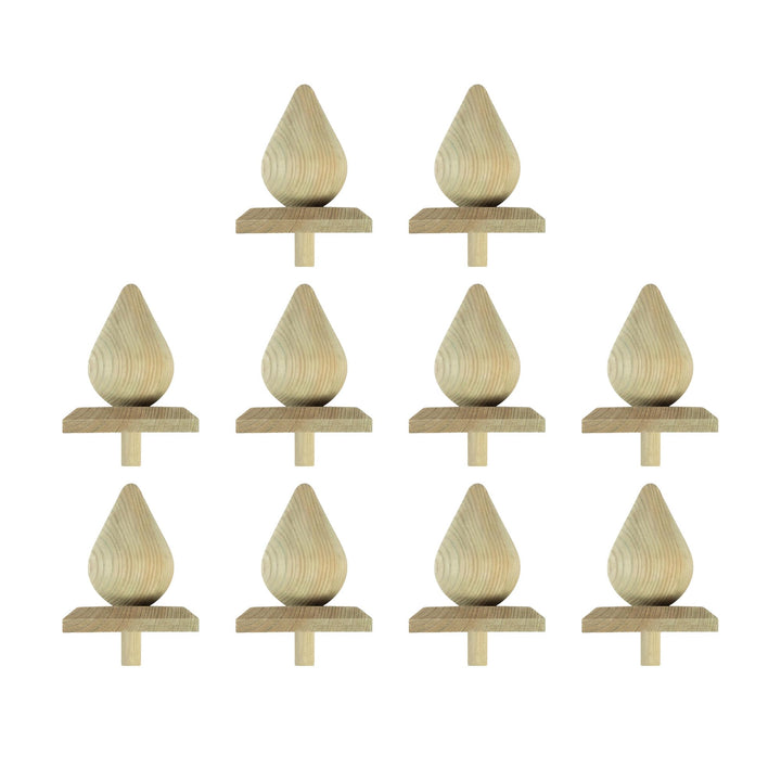 h2i Pfostenkappe Birne | Holz imprägniert | 100 x 100 mm | 10 Stück | Eckige Abdeckkappe für Garten