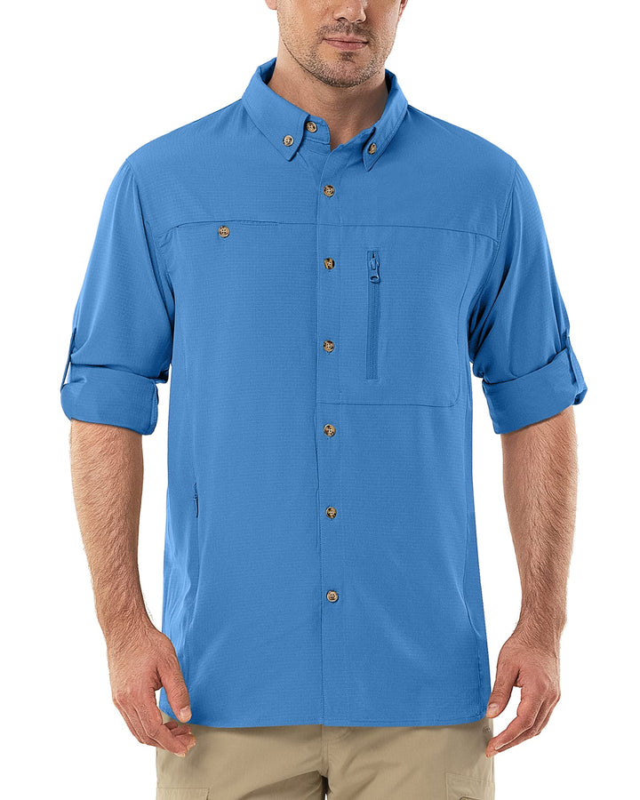 Outdoor Ventures Hemd Herren Safari UPF50+ UV Schutz Langarm Wanderhemd Outdoorhemd Funktionshemd At