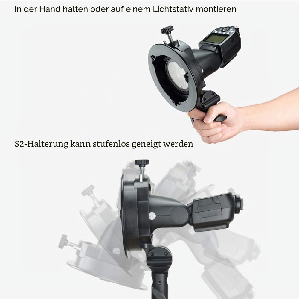Godox S2 Speedlite S-Type Halterung Bowens Mount Blitzhalter für Godox V1 AD200Pro AD400Pro AD200 AD