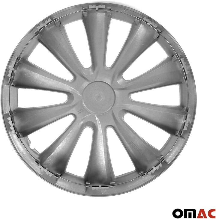 OMAC - ABS Silber Radkappen 40.6 cm 4er Set, Tapas para Rines 16, Premium Radabdeckungen 16 Zoll, R1