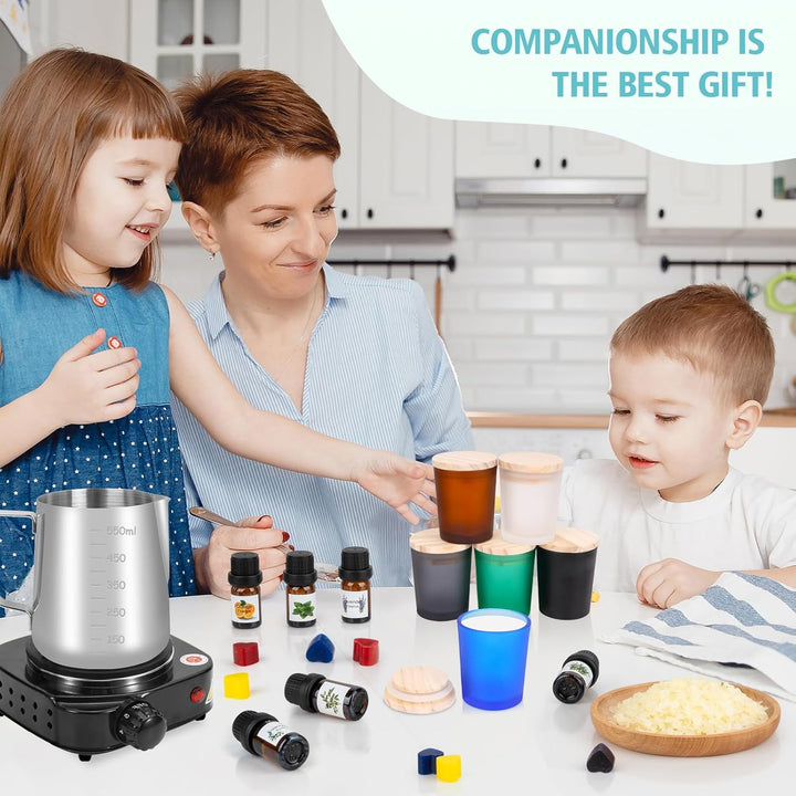 Kerzen Selber Machen Set,Kerzenherstellung Zubehör,Duftkerze Geschenke Set mit 6 Glas,500g Bienenwac