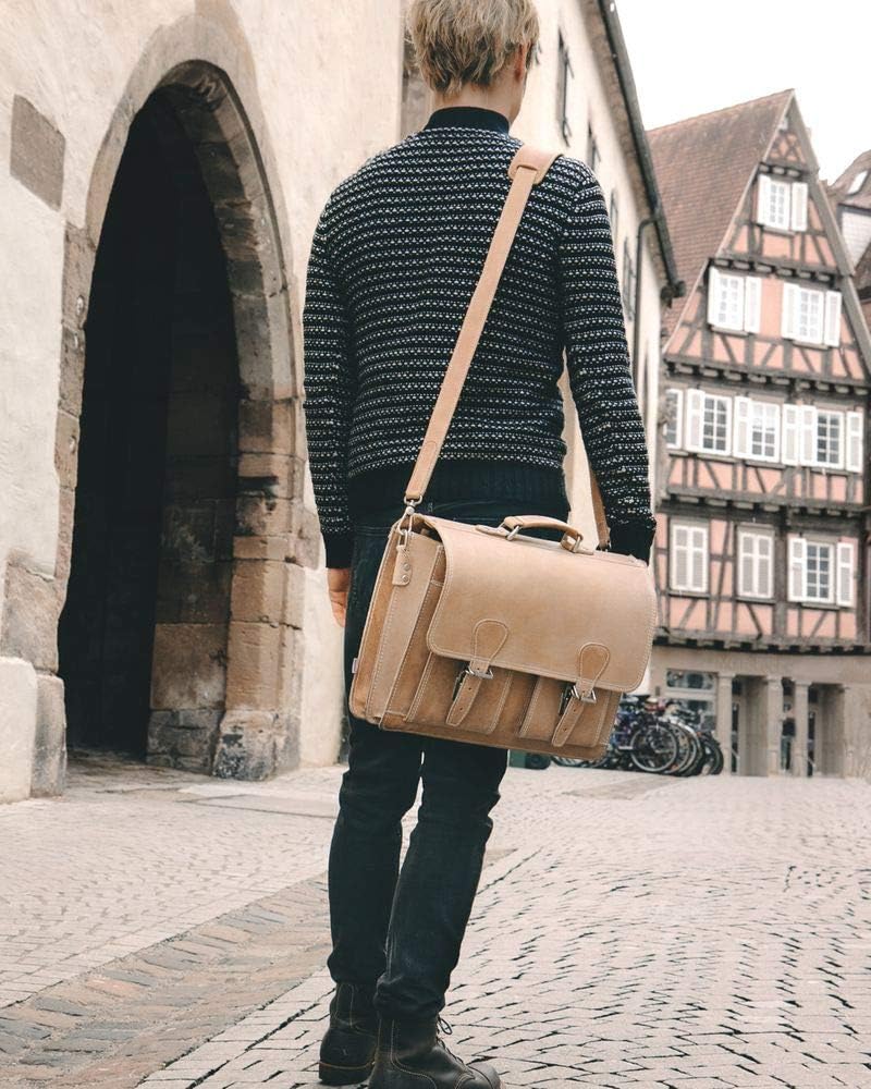 Klassische Aktentasche Lehrertasche aus Leder, für Damen und Herren, in verschiedenen Farben, 600 He