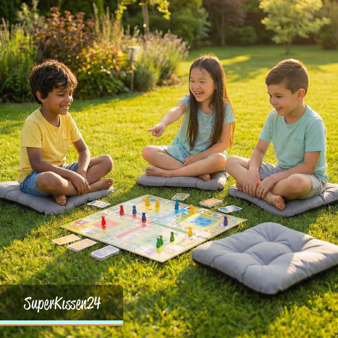 SuperKissen24. Stuhlkissen Sitzkissen für stühle - 8er Set 45x45 cm - Outdoor und Indoor - grau 8er