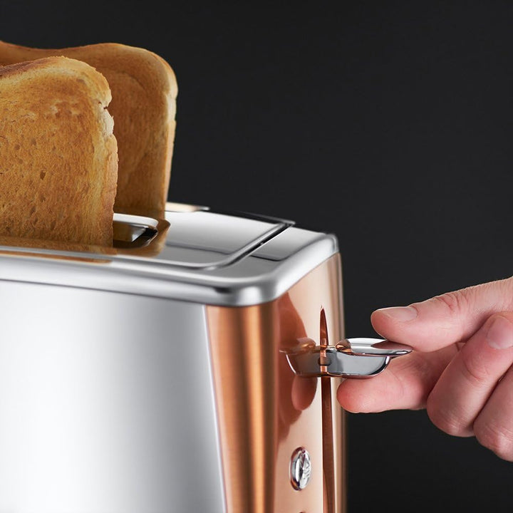 Russell Hobbs Toaster [für 2 Scheiben] Luna Edelstahl Kupfer (extra breite Toastschlitze, inkl. Bröt