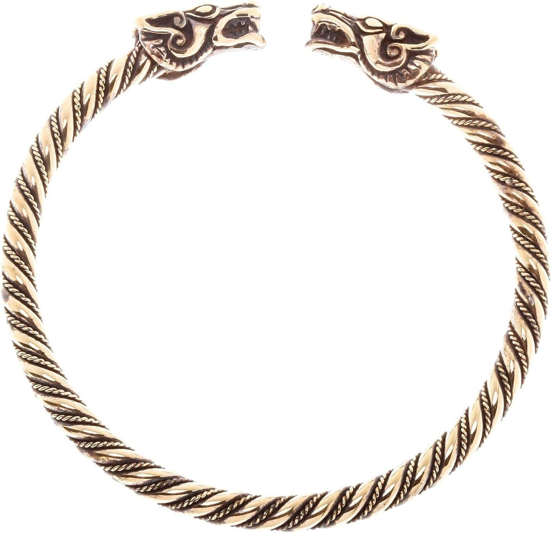 Windalf Wikinger Bronze Armreif DRACON 7 cm gekordelter Drachen Armschmuck Handgeschmiedet