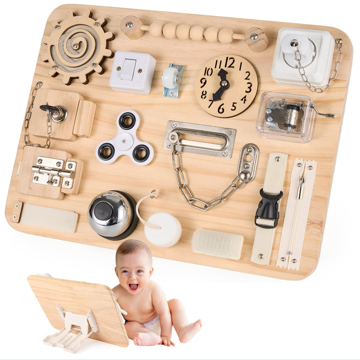 Potatomato Montessori Busy Board - Baby Spielzeug Sensorik Holzspielzeug Kinder Motorikspielzeug Ler