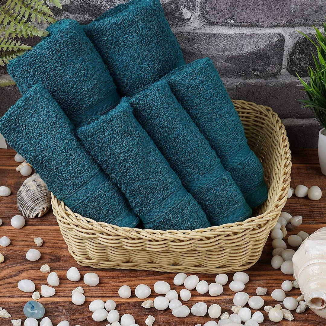 SweetNeedle Luxus-Handtuchset aus Premium-Baumwolle, Blaugrün - 2 Badetücher, 2 Handtücher und 4 Was
