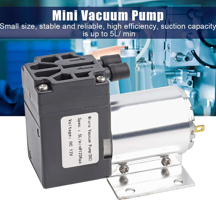 Mini Vakuumpumpe, DC 12 V 5L / min 120kpa Mikropumpe Unterdruck-Saugpumpen mit Halter zur Probenahme