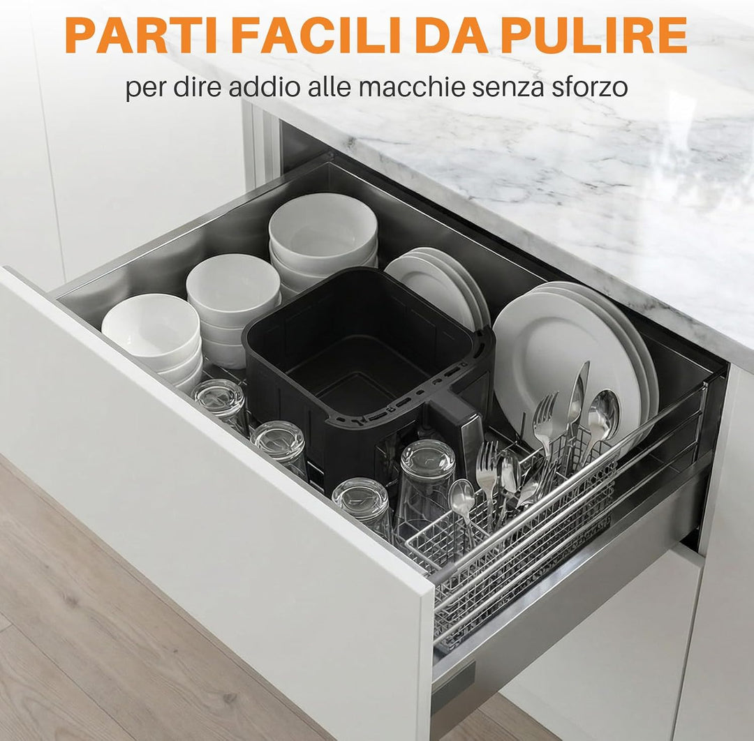 OKYUK Heissluftfritteuse 6L Airfryer mit Sichtfenster - 1200W Friteuse ohne Öl mit Heissluftfriteuse
