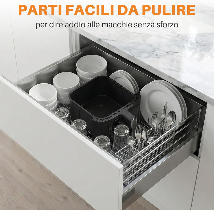 OKYUK Heissluftfritteuse 6L Airfryer mit Sichtfenster - 1200W Friteuse ohne Öl mit Heissluftfriteuse