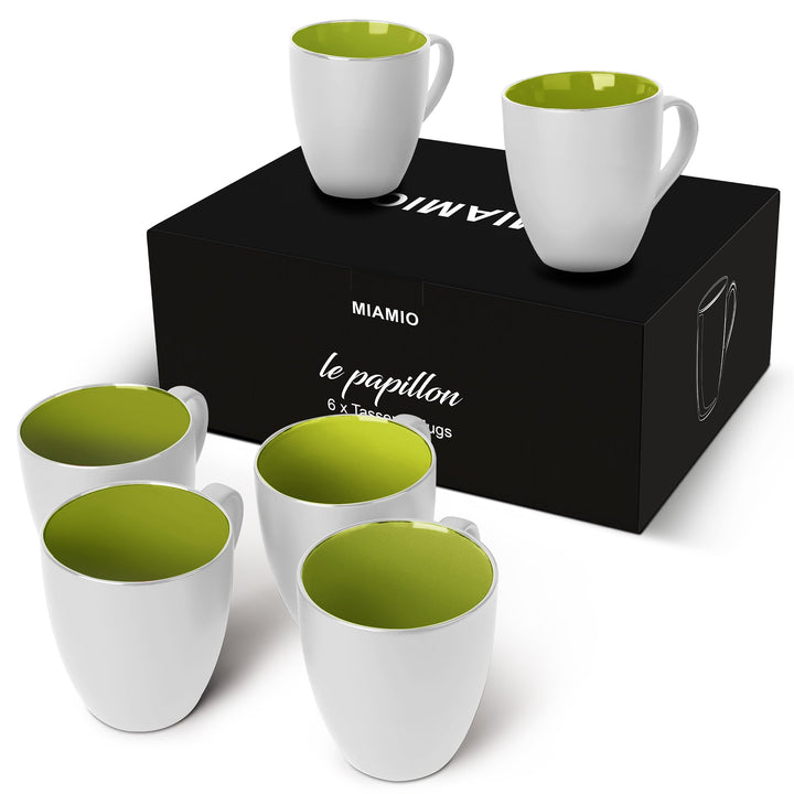 MIAMIO - 6 x 350 ml Kaffeetassen/Kaffeebecher Set - Tassen Set 6er Modern - Le Papillon Kollektion (