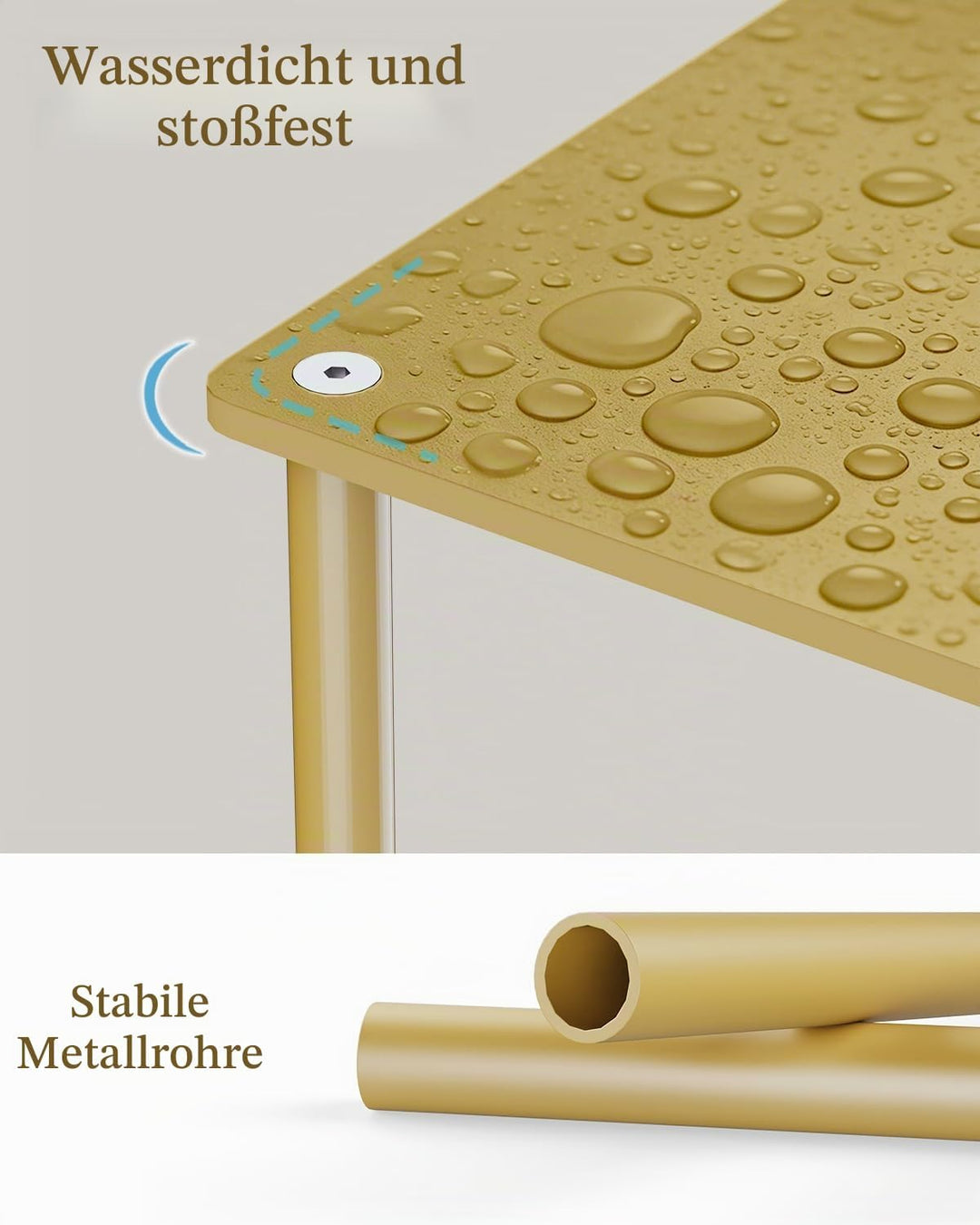 Yawinhe Dreieckiger Beistelltisch,1er Set Metall Klein Couchtisch,Golden | Mobiler Kaffeetisch 2 Ebe