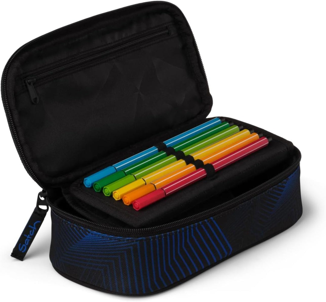 Satch Schlamperbox extra gross inkl. Trennfach Reissverschlussfach Stiftehalter Geodreieck Sichtfens