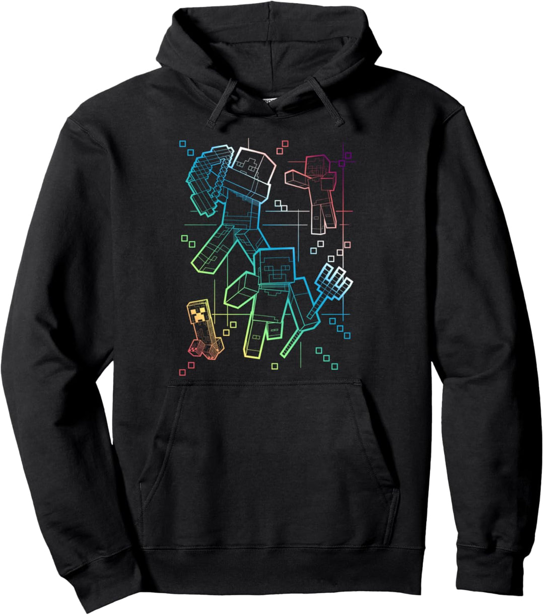 Minecraft Group Shot Rainbow Collage Pullover Hoodie