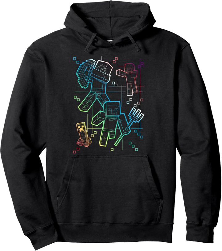 Minecraft Group Shot Rainbow Collage Pullover Hoodie