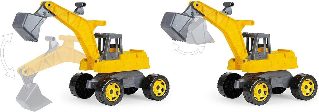 Lena 02217-Eco GIGA Trucks Aufsitz-Bagger, Starke Riesen Sandbagger ca. 70 cm, 360 Grad Schaufelbagg