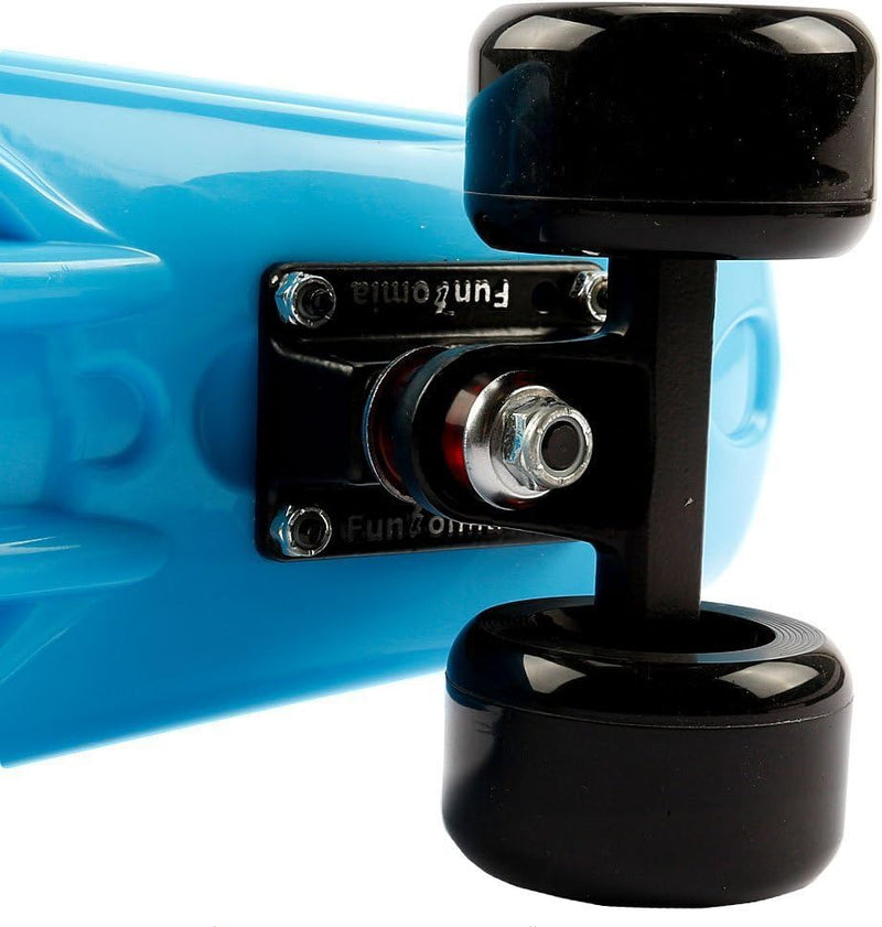 FunTomia Miniboard Cruiser Skateboard mit 70/65mm Big Wheel Rollen inkl. MACH1 Kugellager blau mit R