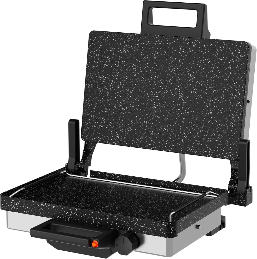 Roland Germany Multigrill, 2000W Elektro-Kontaktgrill, Schwarz, 340x220mm Grillplatten, 5-Stufen Tem