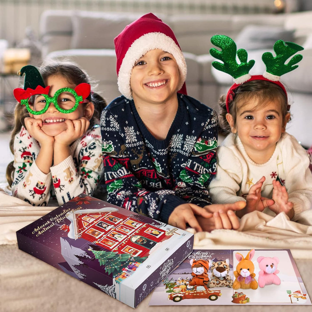 Adventskalender 2025 mit 24 Stück plüschtier Schlüsselanhänger Kleine Geschenke für Kinder Weihnacht