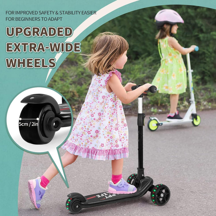 besrey Kinder-Scooter – Big Wheels Faltbarer Tretroller mit blinkenden LED-Lichtern für Jungen und M