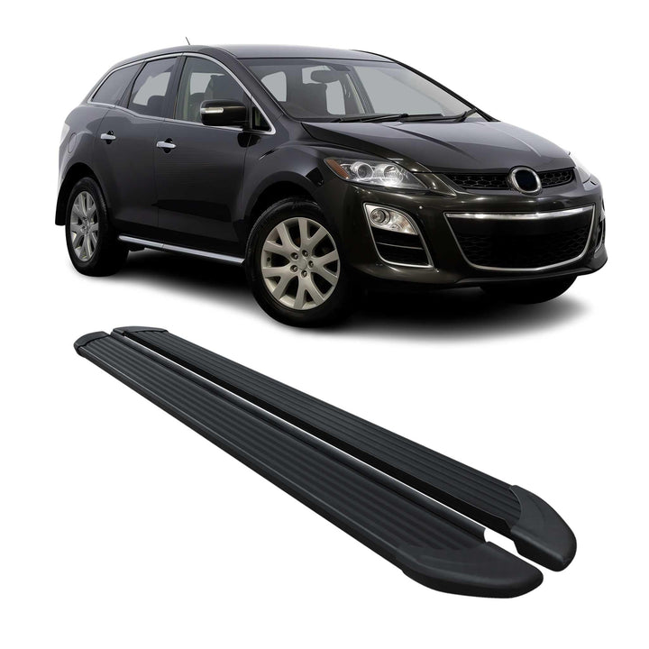 OMAC Seitenschweller Trittbretter Schweller kompatibel mit Mazda CX-7 2006-2012 Alu Schwarz OPA / Sc