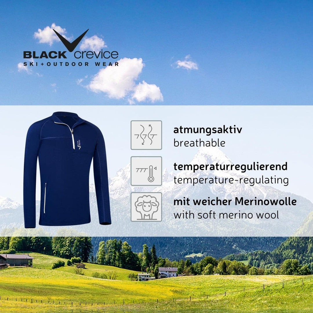Black Crevice Herren Merino Skirolli I Hochwertiger Merino-Skipullover I Rolli für Herren aus 70% Me