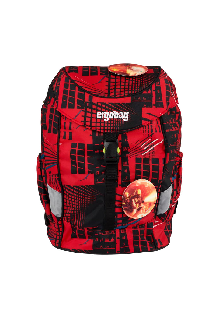 ergobag mini ergonomischer Kinderrucksack, DIN A4, 10 Liter Alarmbärreitschaft - Rot Einheitsgrösse,