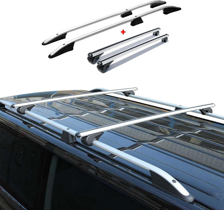 OMAC Dachträger für VW T5 T6 T6.1 Multivan Caravelle 2003-24 L1 Alu Silber | inkl. Dachreling (Set),