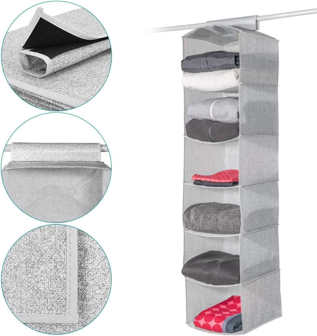 Navaris 2er Set Stoffregal Kleiderschrank Organizer - 2X 6 Fächer Hängeregal aus Stoff für Kleidersc