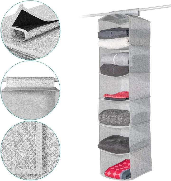 Navaris 2er Set Stoffregal Kleiderschrank Organizer - 2X 6 Fächer Hängeregal aus Stoff für Kleidersc