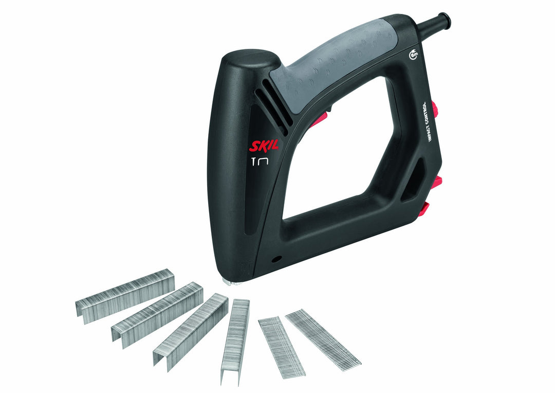 Skil 8200 AA Elektrotacker (mit Softgrip und Schlagkraftregulierung; Kapazität: 100 Klammern, 80 Näg