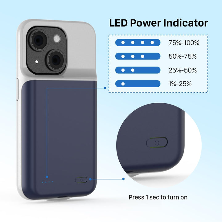 TQTHL Akkuhülle für iPhone 15 Plus, [ 6800mAh ] Zusatzakku Ladehülle Akku hülle Handyhülle,wiederauf