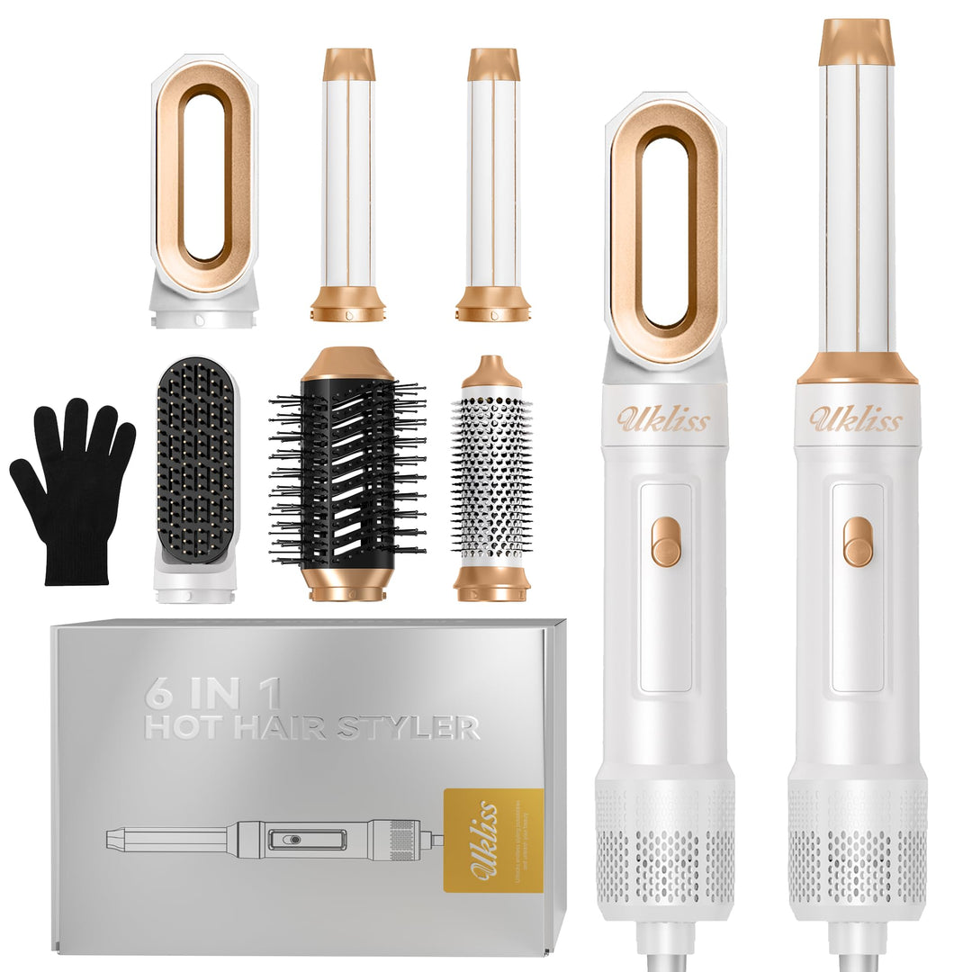 UKLISS Hairstyler 6 in 1, Haarstyler | Hair Styler Set mit 1000W Haartrockner, Warmluftbürste, Locke