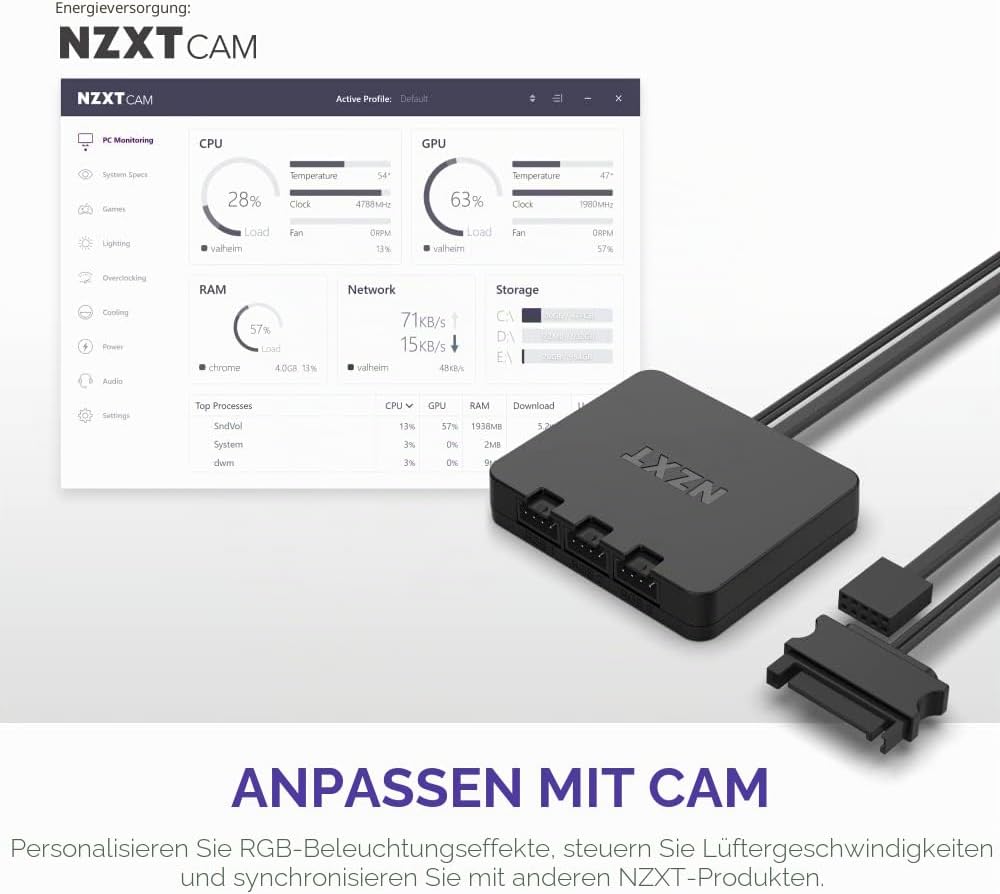 NZXT F140 RGB Duo Doppelpack – 2 x 140 mm zweiseitige RGB-Lüfter mit RGB-Controller – 20 individuell