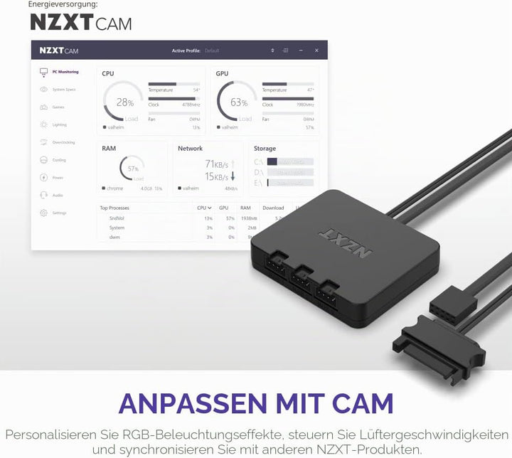 NZXT F140 RGB Duo Doppelpack – 2 x 140 mm zweiseitige RGB-Lüfter mit RGB-Controller – 20 individuell