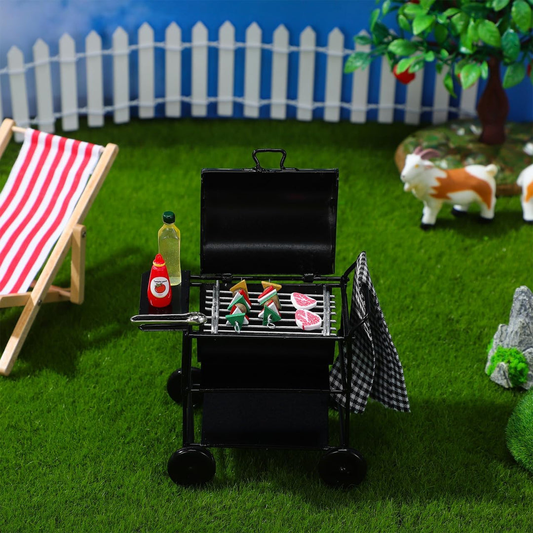 TOYANDONA Miniatur-grillset für Puppenhäuser: Modell Eines Grillofens im Massstab 1:12, Realistische