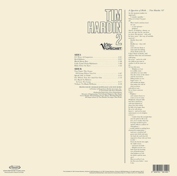 Tim Hardin 2, Vinyl