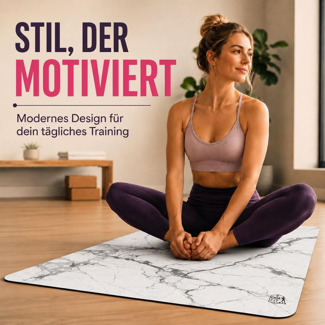 Fitnessmatte, Yogamatte aus umweltfreundlichem Naturkautschuk und rutschfest mit Design und Tragegur