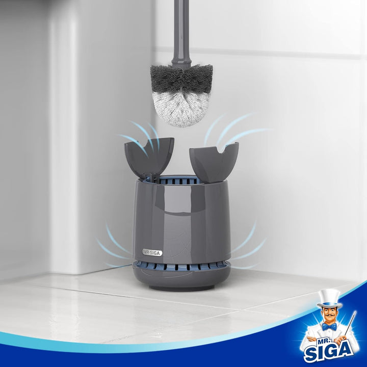 MR.SIGA Toilettenbürste WC Bürste und Halter mit schnell trocken Behälter und festem Griff, Premium