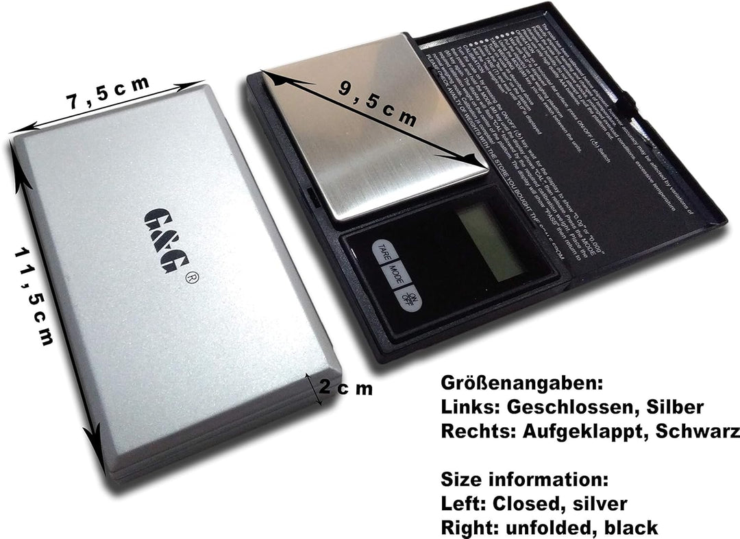 G&G MS Feinwaage Taschenwaage Digitalwaage Münzwaage Goldwaage Scale (100g/0.01+Kalibriergewicht, Sc