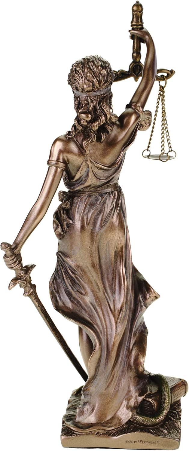 Veronese Justitia Göttin der Gerechtigkeit Bronziert Figur 21cm Poly