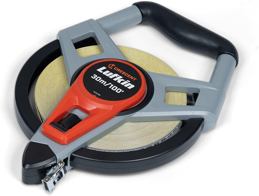 Lufkin FE30CME Glasfaser-Massband 30m x 19mm / 100' x 3/4, mit metrische und englische Masseinteilun